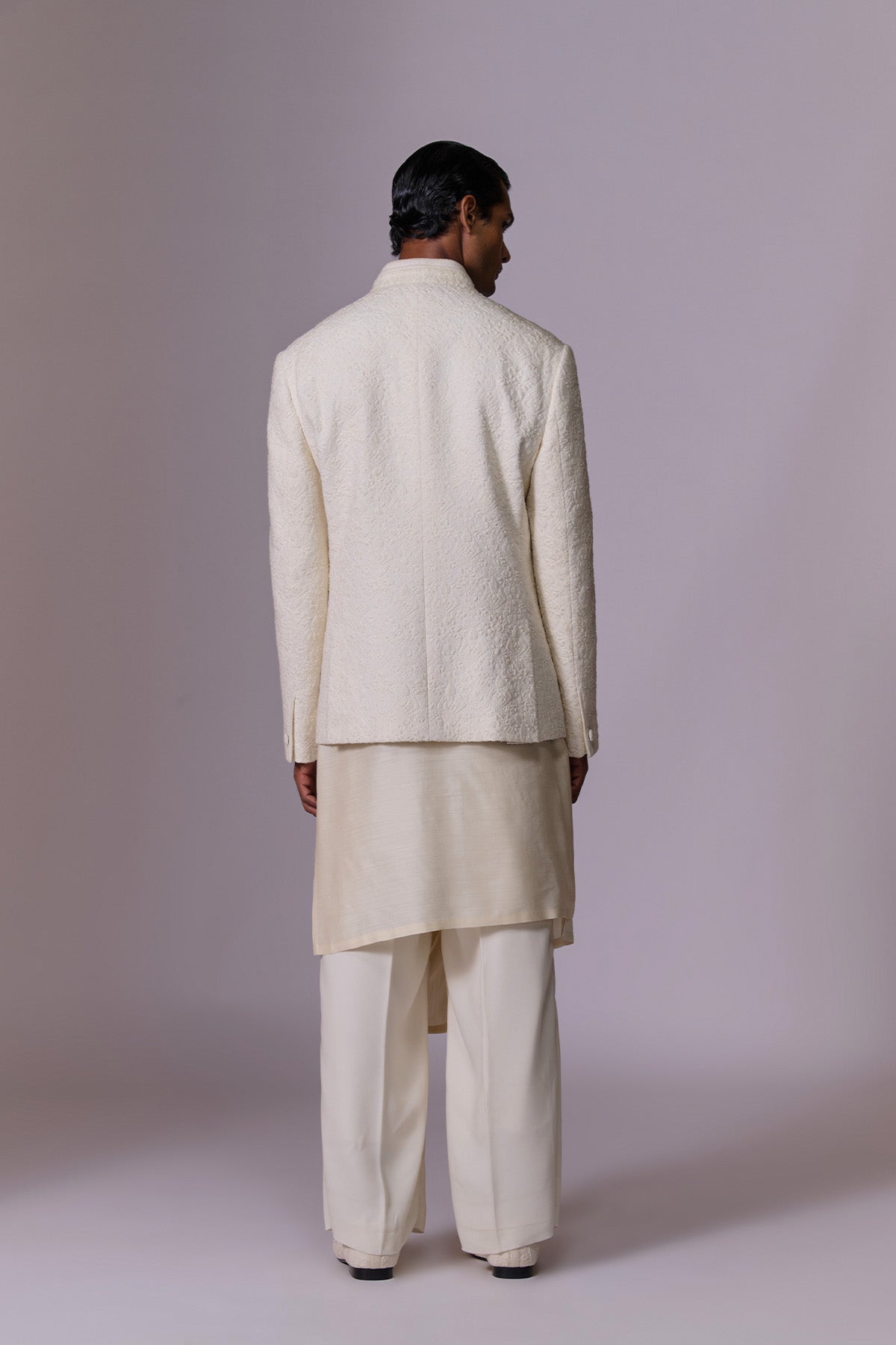 White Crested Bandhgala Set