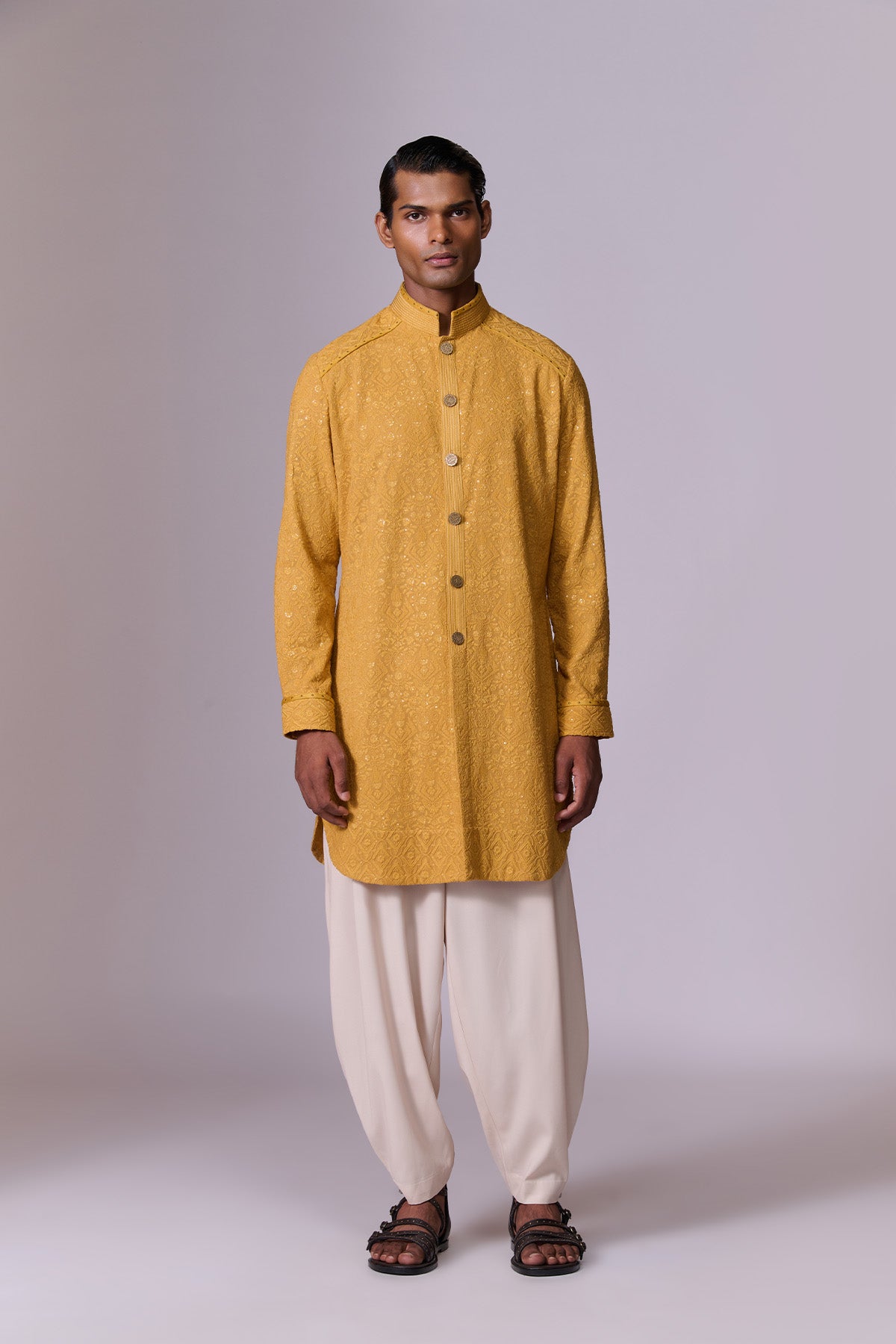 Tribe Yellow Embroidered Kurta Set