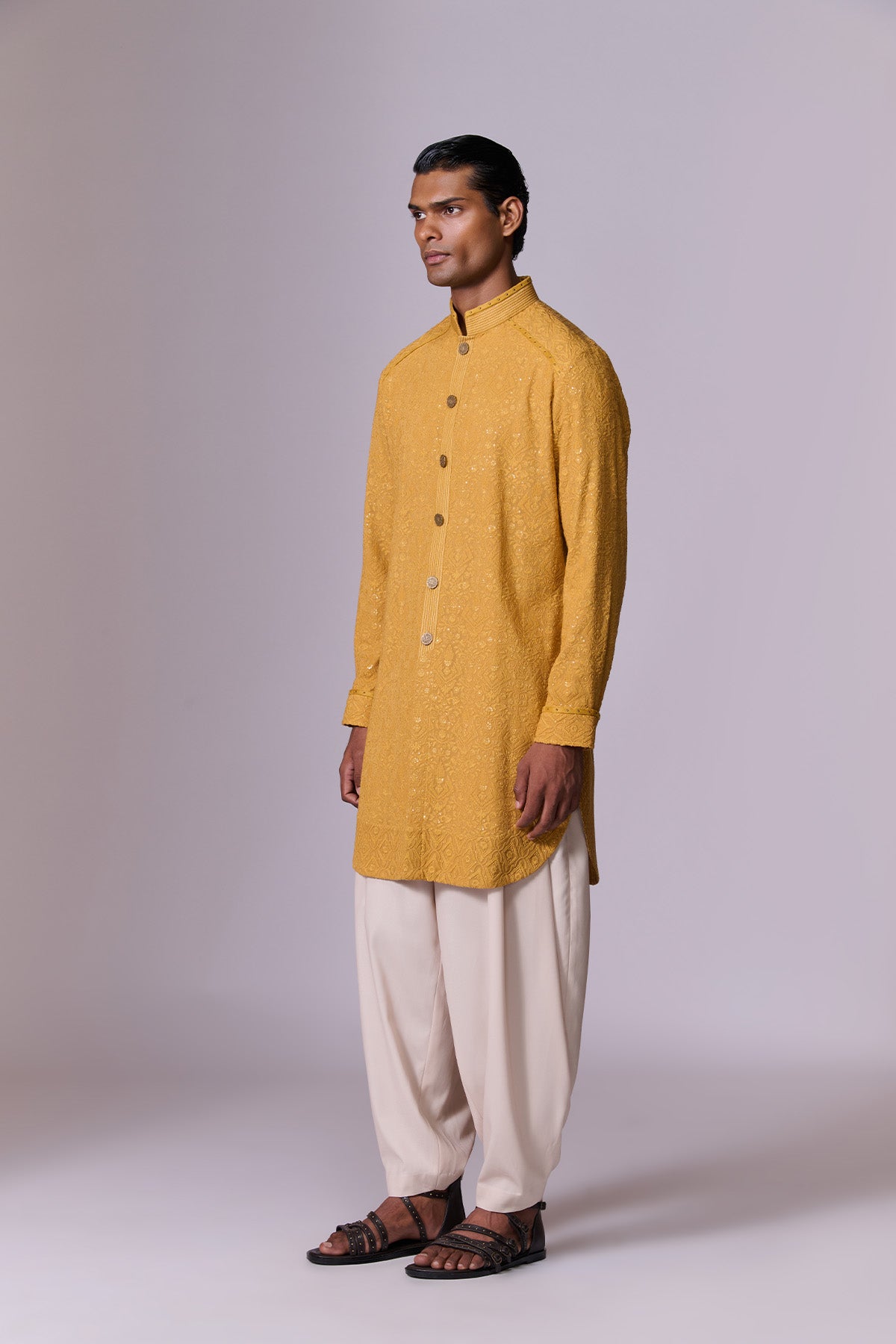 Tribe Yellow Embroidered Kurta Set