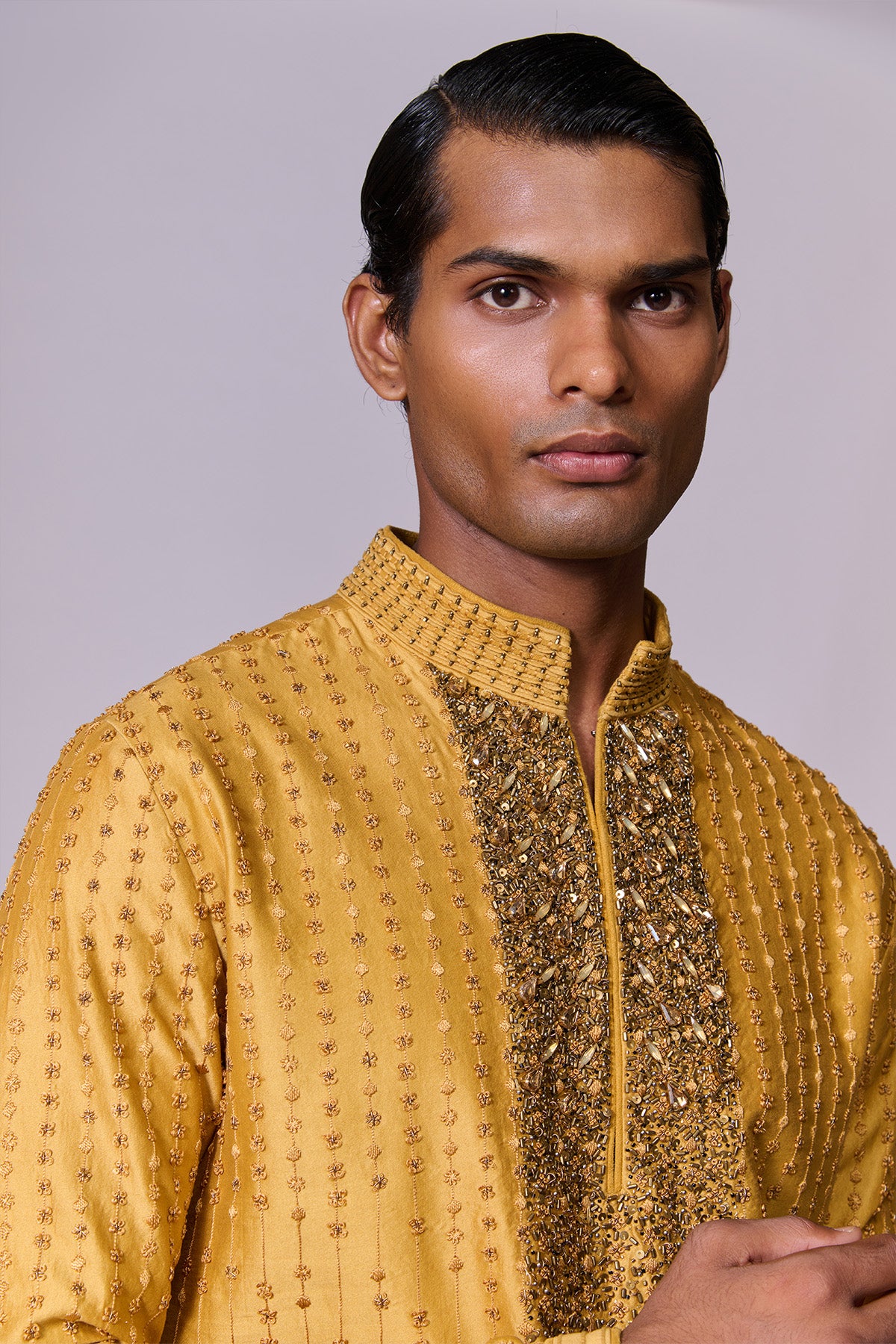 Yellow Embroidered Placket Kurta Set