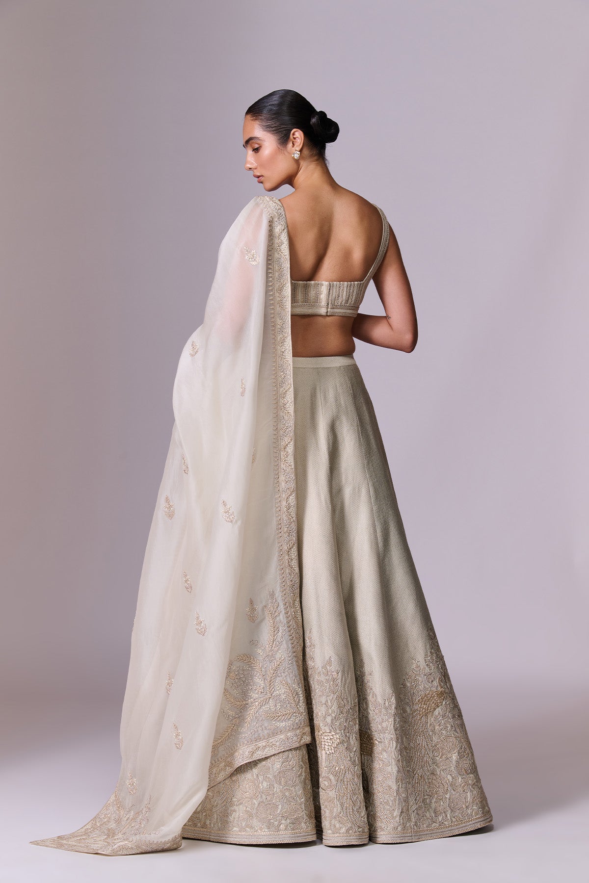 Champagne Gold Embroidered Lehenga Set