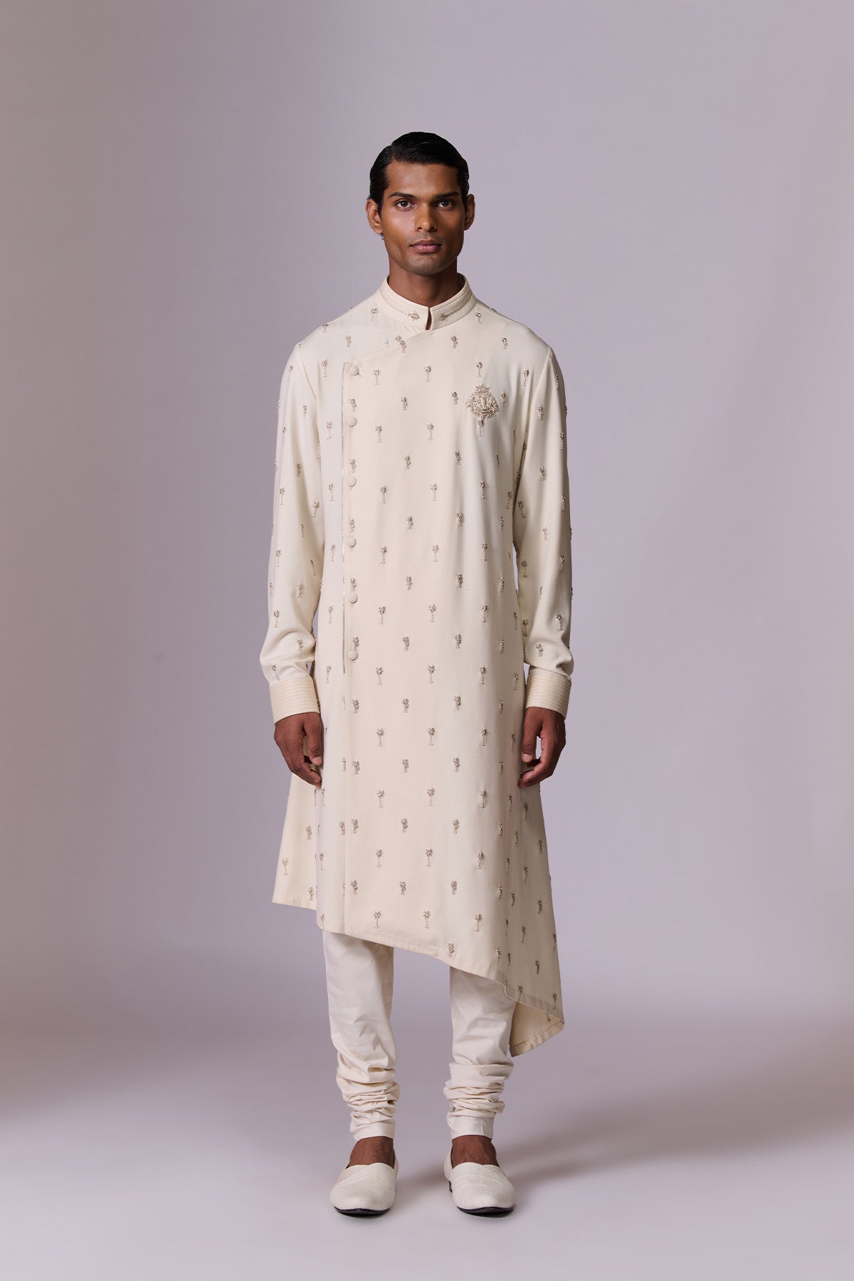 Ivory Embroidered Asymmetric Kurta