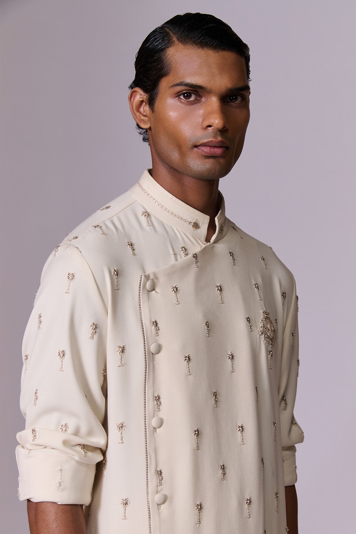 Ivory Embroidered Asymmetric Kurta