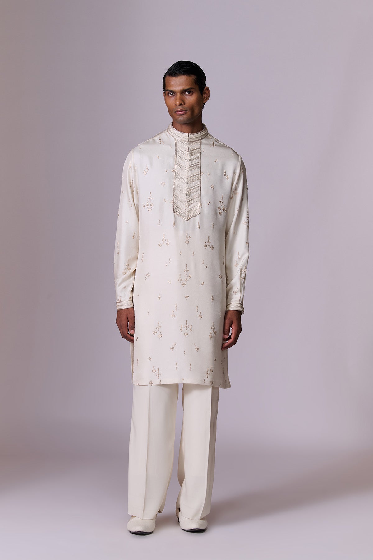 Ivory Embroidered Placket Kurta Set
