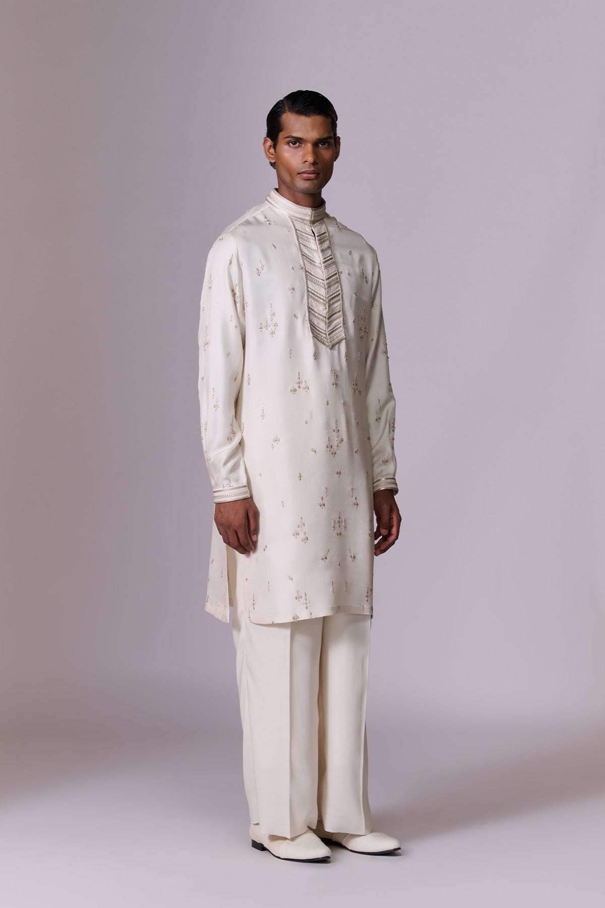 Ivory Embroidered Placket Kurta Set