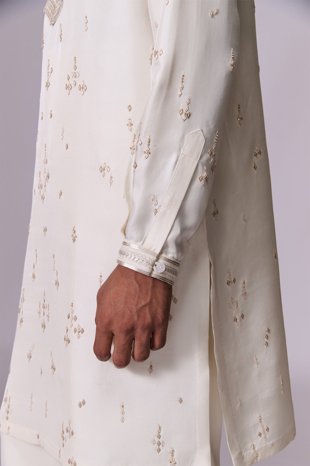 Ivory Embroidered Placket Kurta Set