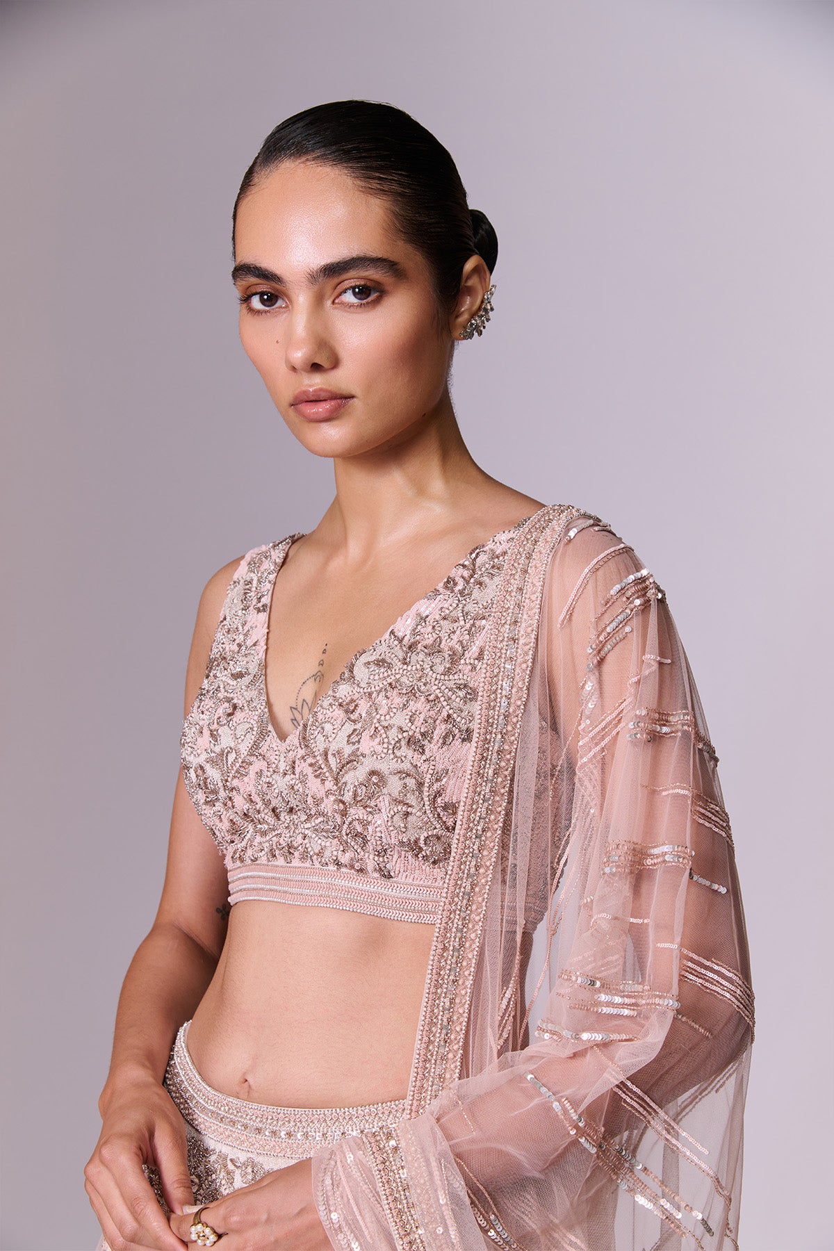 Snow Pink Embroidered Lehenga Set