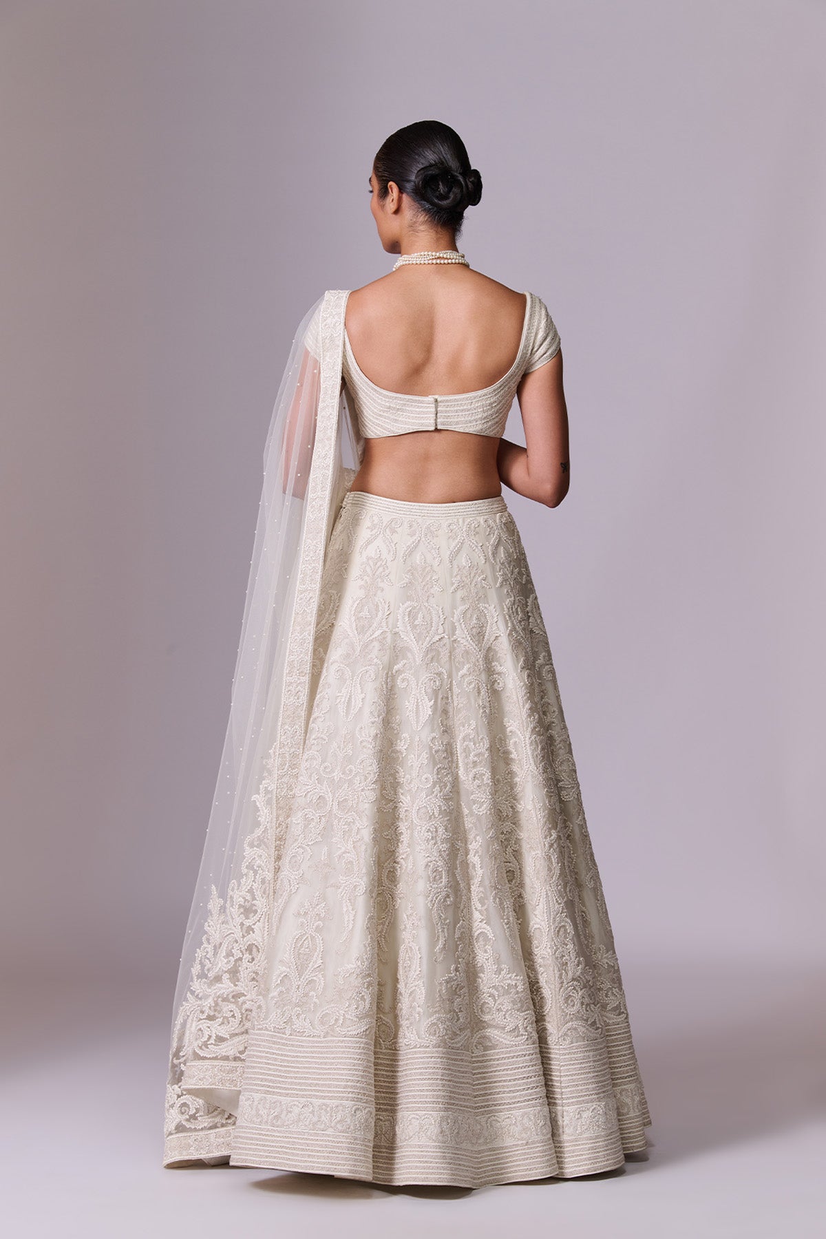 Opal White Embroidered Organza Lehenga Set