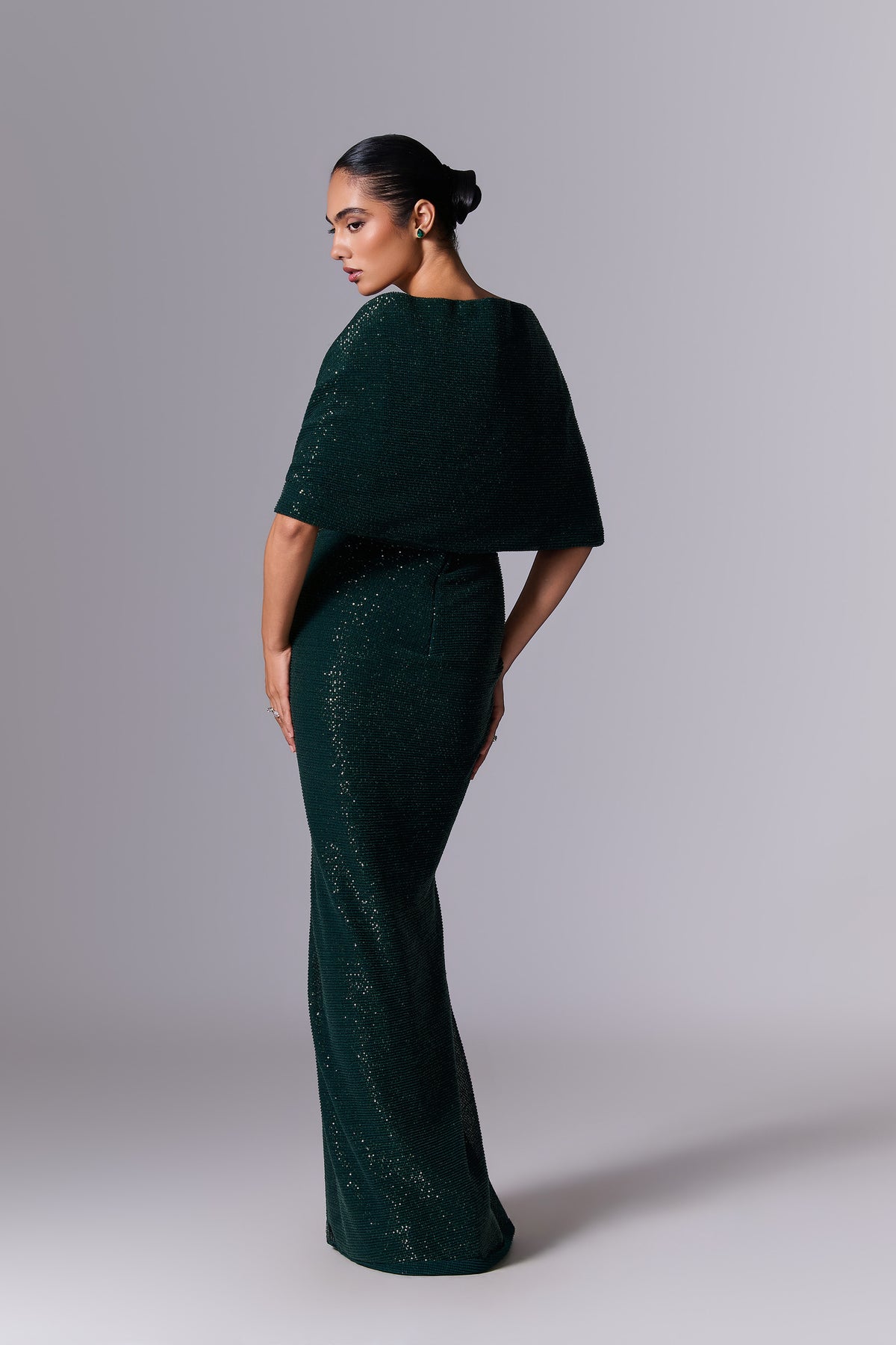 Emerald Draped Saree Gown