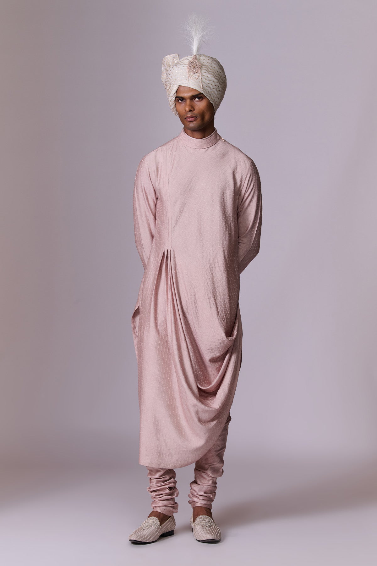Blush Pink Embroidered Sherwani Set
